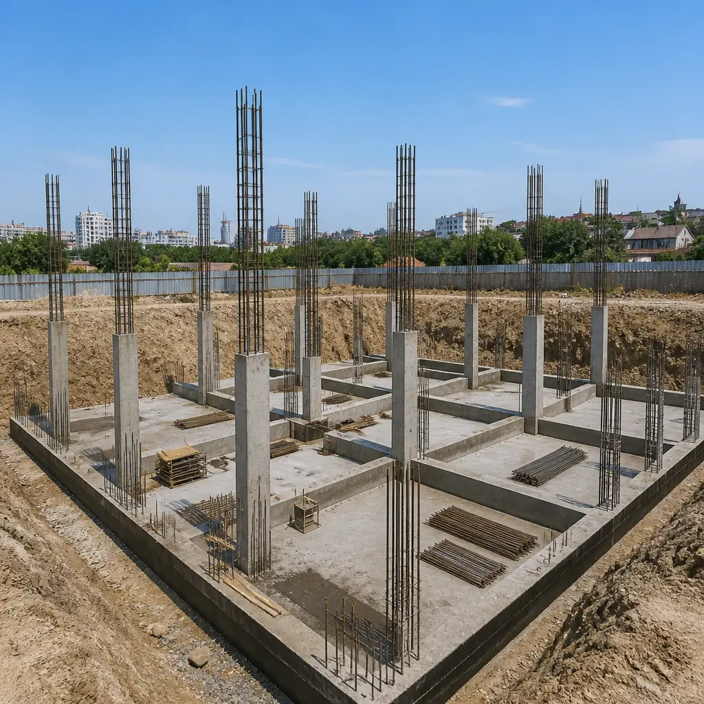 Engineer reviewing structural plans on site