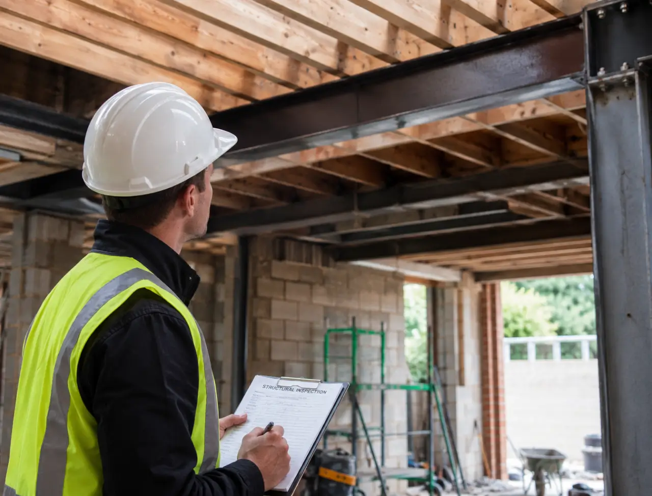 Structural engineer carrying out an on-site inspection